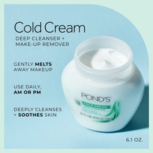 POND’S Cold Cream cleanser jar with teal cap, side view label shown
