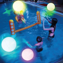 Light-up pool game balls, glowing red and white round LED spheres for pool play