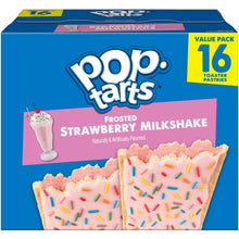Toaster pastries box, frosted strawberry milkshake flavor, 16-count value pack.