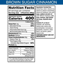 Nutrition Facts panel for frosted brown sugar cinnamon toaster pastries