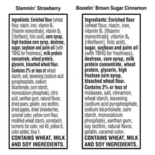 Pop-Tarts Protein ingredient panel for Slammin’ Strawberry and Boostin’ Brown Sugar Cinnamon