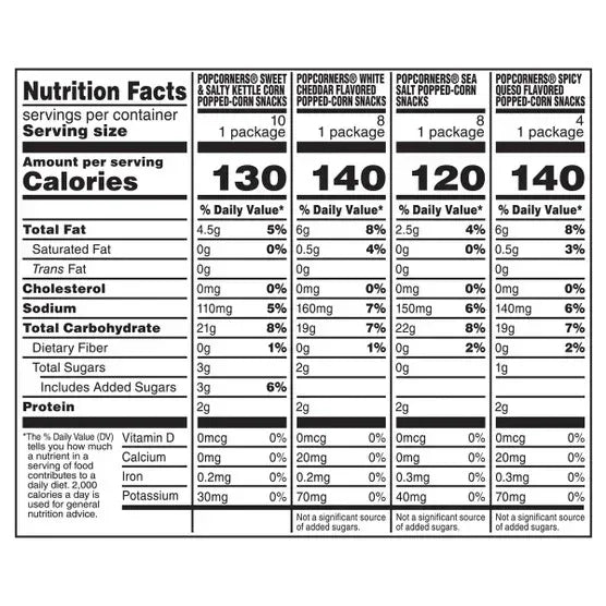 PopCorners Popped Corn Snacks Variety Pack, 1 oz, 30-Count