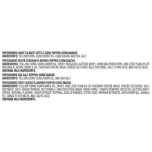 PopCorners ingredient list text on snack variety pack box