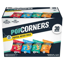 PopCorners popped corn variety pack box with 30 snack bags and flavor packs, front