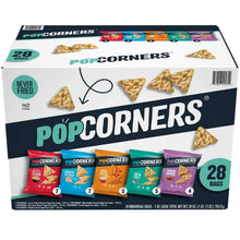 PopCorners variety pack chip box with multicolor flavor bag lineup, 28 bags