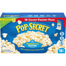 Homestyle butter microwave popcorn pantry pack box, 18 count, blue package