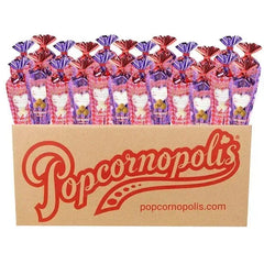 Popcornopolis Metallic Valentine's Day Hearts Mini Cones, Caramel Corn and Kettle Corn, 24 count