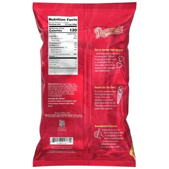 Popcornopolis Zebra Popcorn 24 oz, 3-count