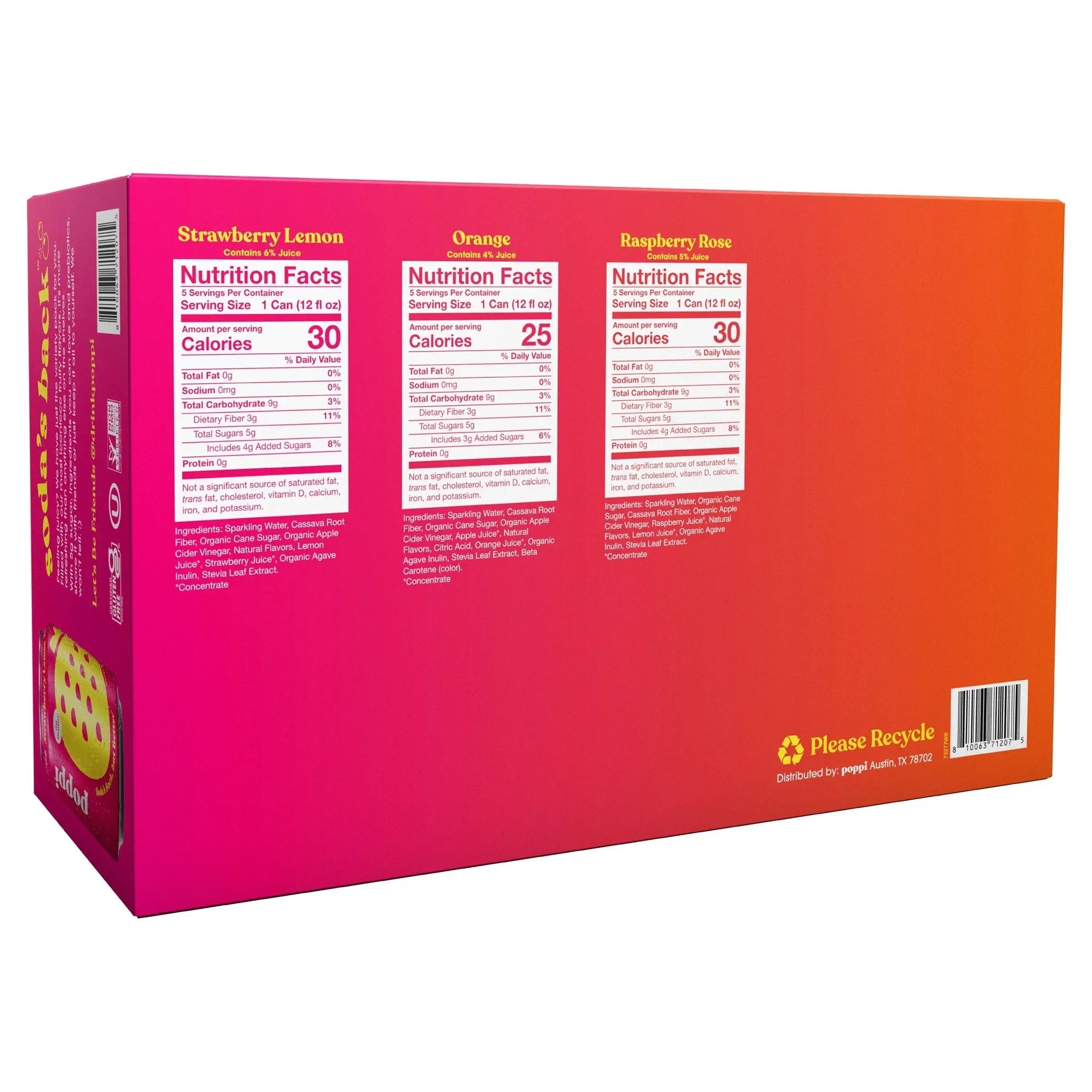 Poppi Soda Juicy Faves, Variety Pack, 12 fl oz, 15-count