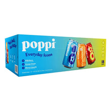 Poppi Everyday Icons soda variety pack box with three can illustrations
