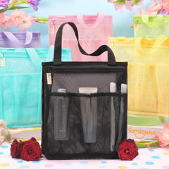 Portable Large Mesh Shower Caddy & Toiletry Tote Bag - Quick Dry for College Dorm, Gym, Pool, Travel, Beach, Yoga, Camping, and More (Black)