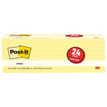 Post-it brand canary yellow sticky note box labeled 24 pads