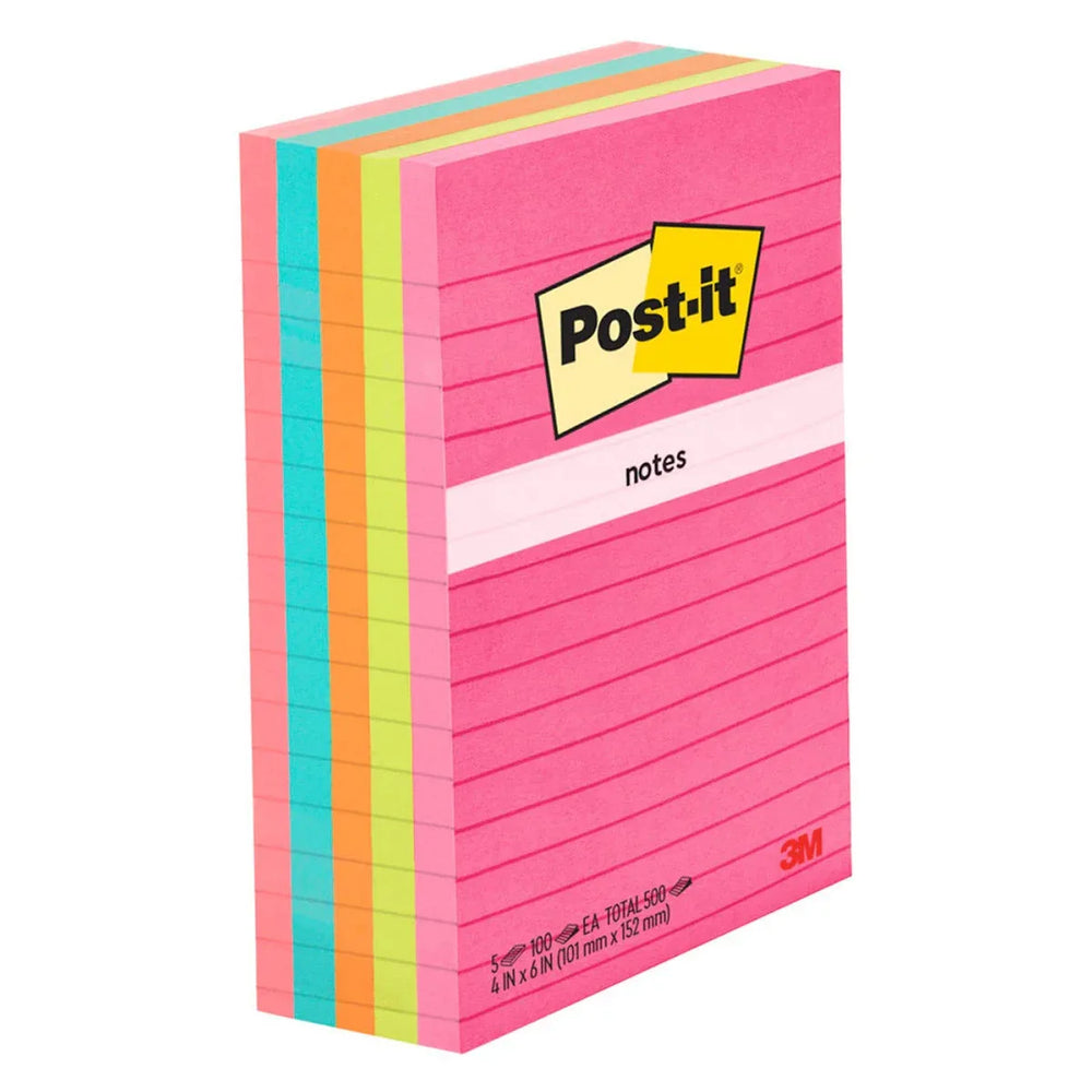 Post-it¬Æ Notes, 4 in. x 6 in. Assorted Colors, 100 Sheets, 5-pack - USA MEGA SHOP
