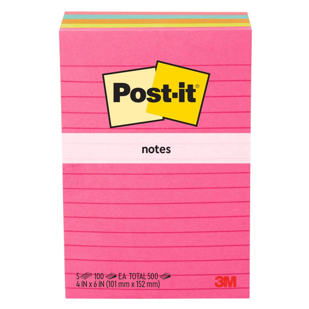 Post-it¬Æ Notes, 4 in. x 6 in. Assorted Colors, 100 Sheets, 5-pack - USA MEGA SHOP