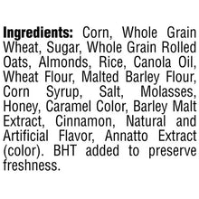 Cereal box ingredients list with text on white background
