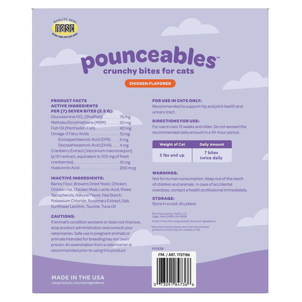 Pounceables Crunchy Bites for Cats, Chicken Flavor, 32oz - USA MEGA SHOP