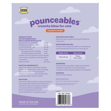 Cat treats box back panel with ingredient, directions, and warning text
