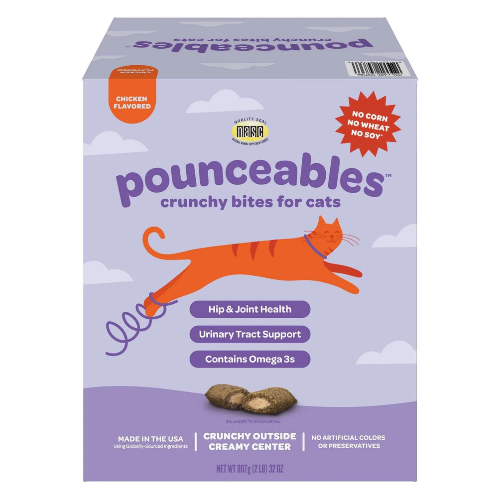 Pounceables Crunchy Bites for Cats, Chicken Flavor, 32oz - USA MEGA SHOP