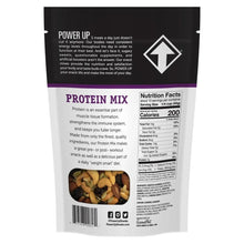 Power Up Protein Mix trail mix pouch, back panel text and Nutrition Facts