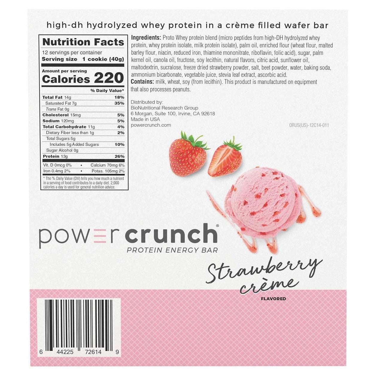 Power Crunch Protein Energy Bar, Strawberry Creme, 1.4 oz, 12-count - USA MEGA SHOP