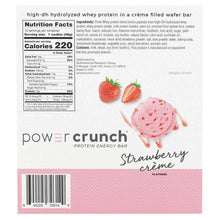 Strawberry creme protein energy bar back panel with nutrition facts and barcode