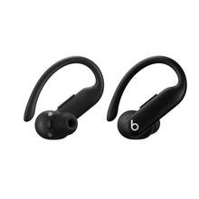 Powerbeats Pro 2 black earbuds, front view with curved ear hooks and control stem