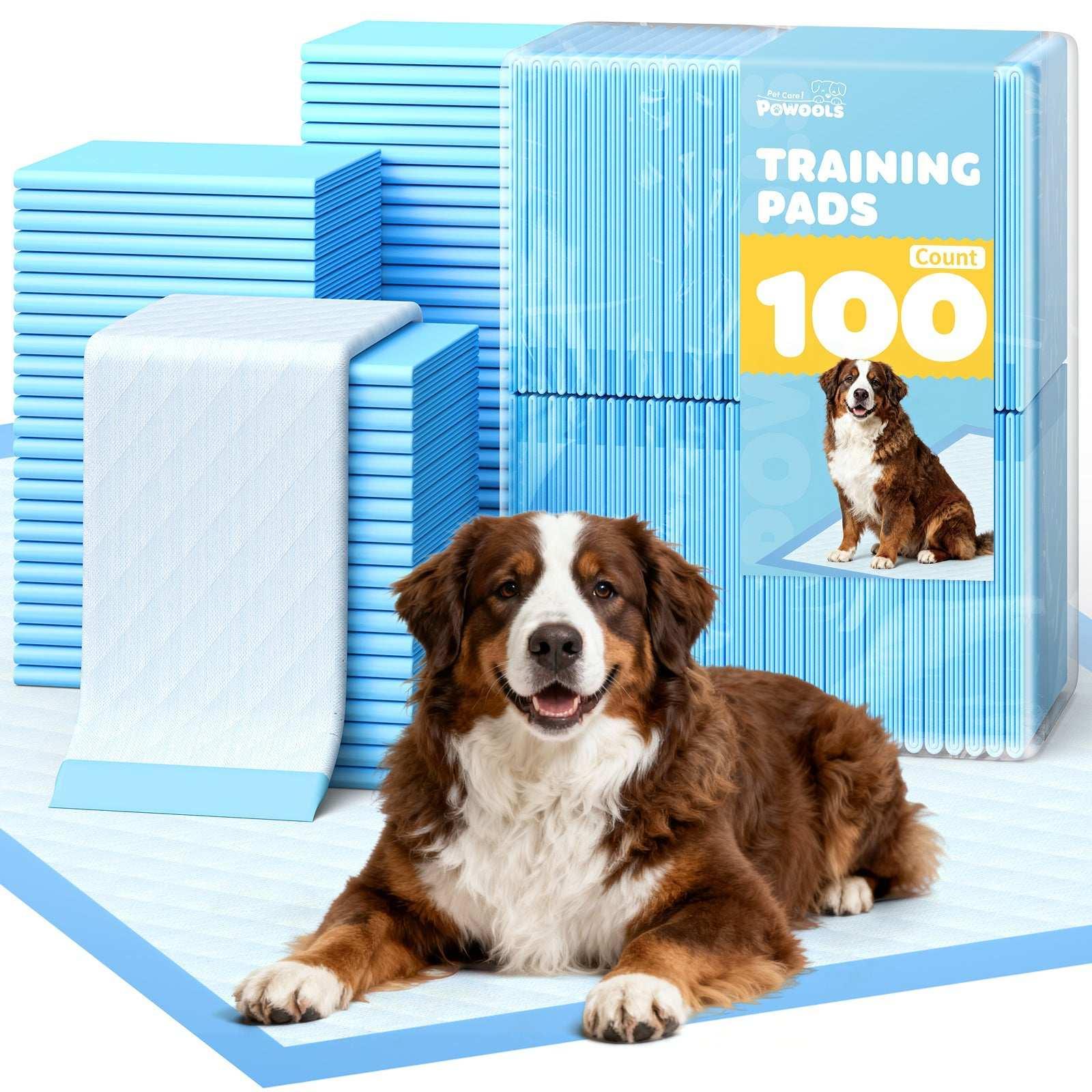 Powools Puppy Pads, 33.5" x 27.5" X-Large 6-Layer 100 Pack Dog Wee Wee Pads with Powerful Absorbency - USA MEGA SHOP