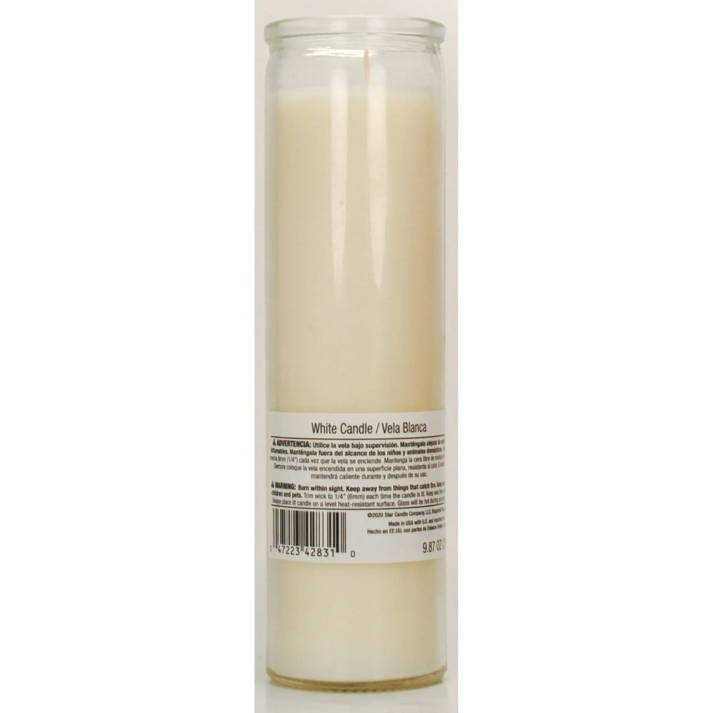 (4 pack) Prayer Candle Clear Glass White Wax, 8 Inch - USA MEGA SHOP