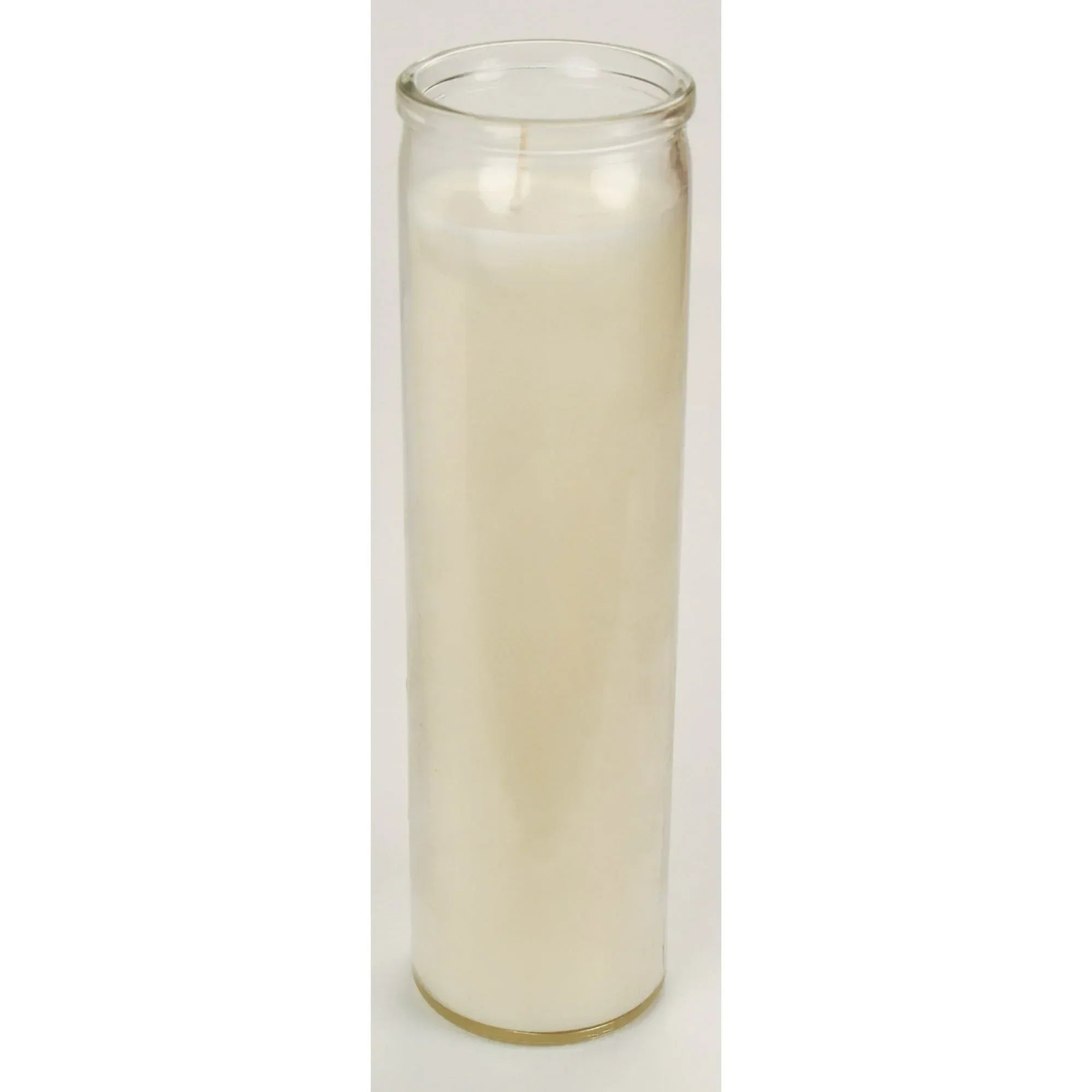 (4 pack) Prayer Candle Clear Glass White Wax, 8 Inch