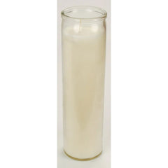 (4 pack) Prayer Candle Clear Glass White Wax, 8 Inch
