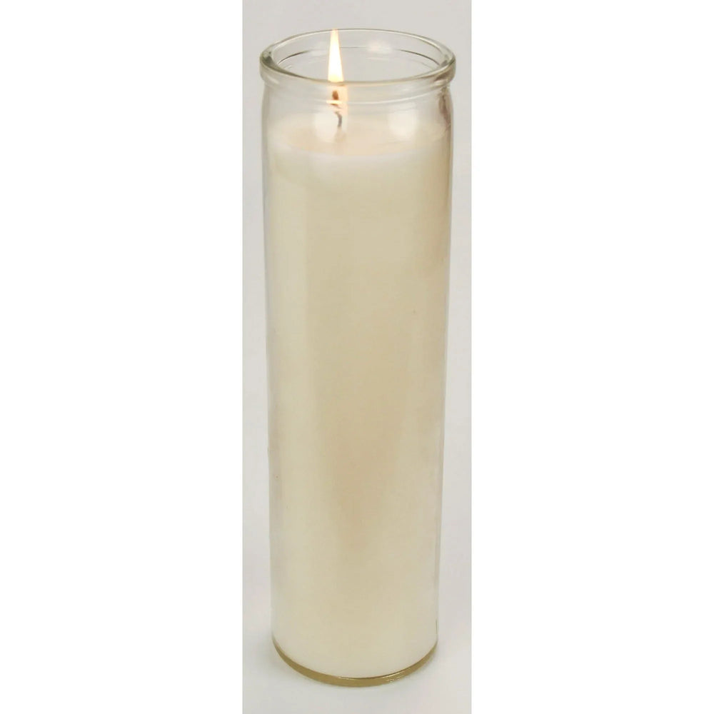 (4 pack) Prayer Candle Clear Glass White Wax, 8 Inch - USA MEGA SHOP