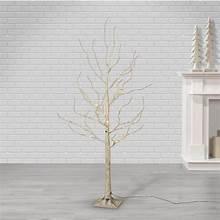 Pre-lit wall tree hanging on a tall base with warm white LEDs