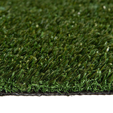 Artificial pet turf border with dark backing layer under green blades