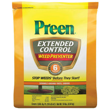 Preen Extended Control Weed Preventer bag with front label and 6-month guarantee badge