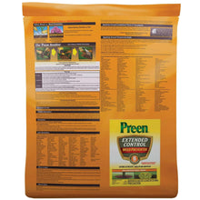 Preen Extended Control Weed Preventer bag back panel with instructions and warnings