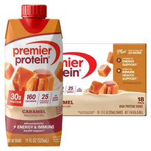 Caramel protein shake pouch with red cap, 30g protein and 160 calories per serving