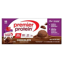 Chocolate protein shake multipack carton, purple with red logo, 18 pack
