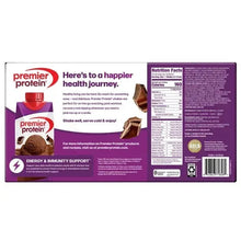 Chocolate protein shake carton back panel with nutrition facts and barcode