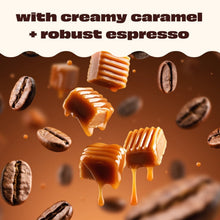 Coffeehouse protein shake caramel and espresso flavor promo graphic