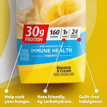Premier Protein bananas & cream protein shake carton with 30g label panel