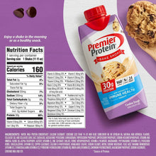 Premier Protein Cookie Dough protein shake carton back with Nutrition Facts panel