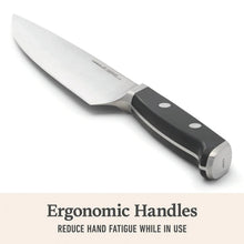 Chef knife with stainless blade and black handle from the Calphalon Premier set
