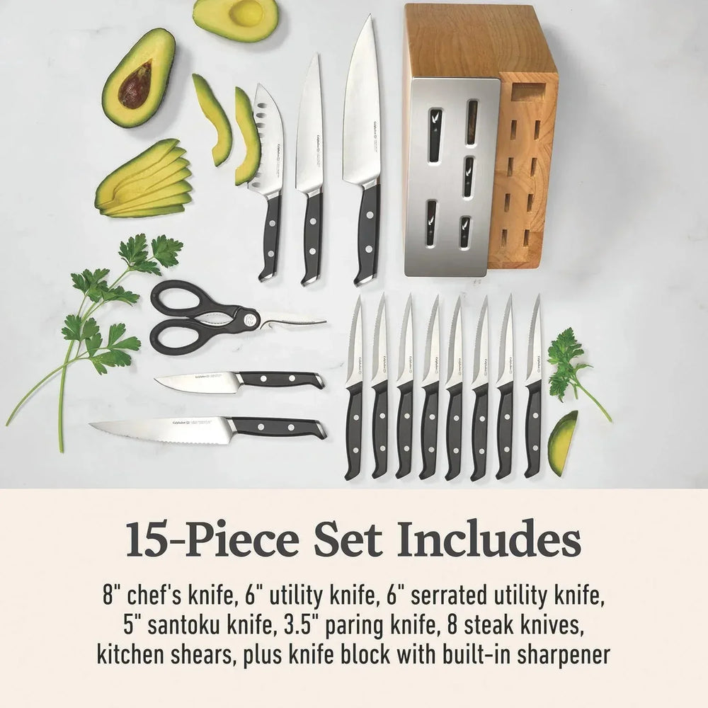 Premier by Calphalon 15-Piece Knife Set with SharpIN Edgetech - USA MEGA SHOP