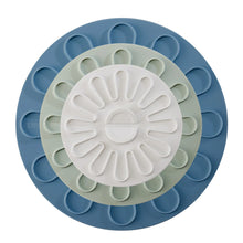 Set of silicone food lids, blue and light green with white center lid