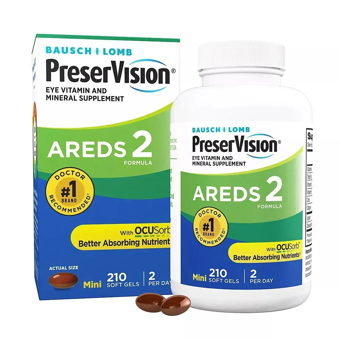 PreserVision Eye Vitamin and Mineral Supplement AREDS 2 Formula Softgels, 210 Count