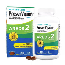 PreserVision AREDS 2 bottle and supplement box with softgels, BAUSCH + LOMB