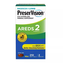 PreserVision AREDS 2 supplement box front, BAUSCH + LOMB branding
