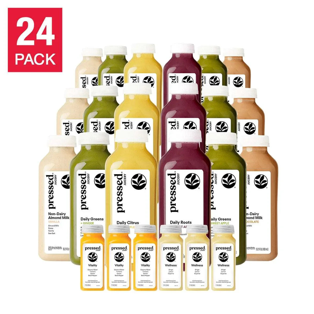 Pressed Juicery 3-day Juice Cleanse 24 bottles, 18 Juices And 6 Shots - USA MEGA SHOP