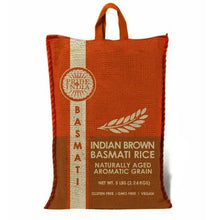 Jute burlap bag of Pride of India Indian brown basmati rice, 5 lb