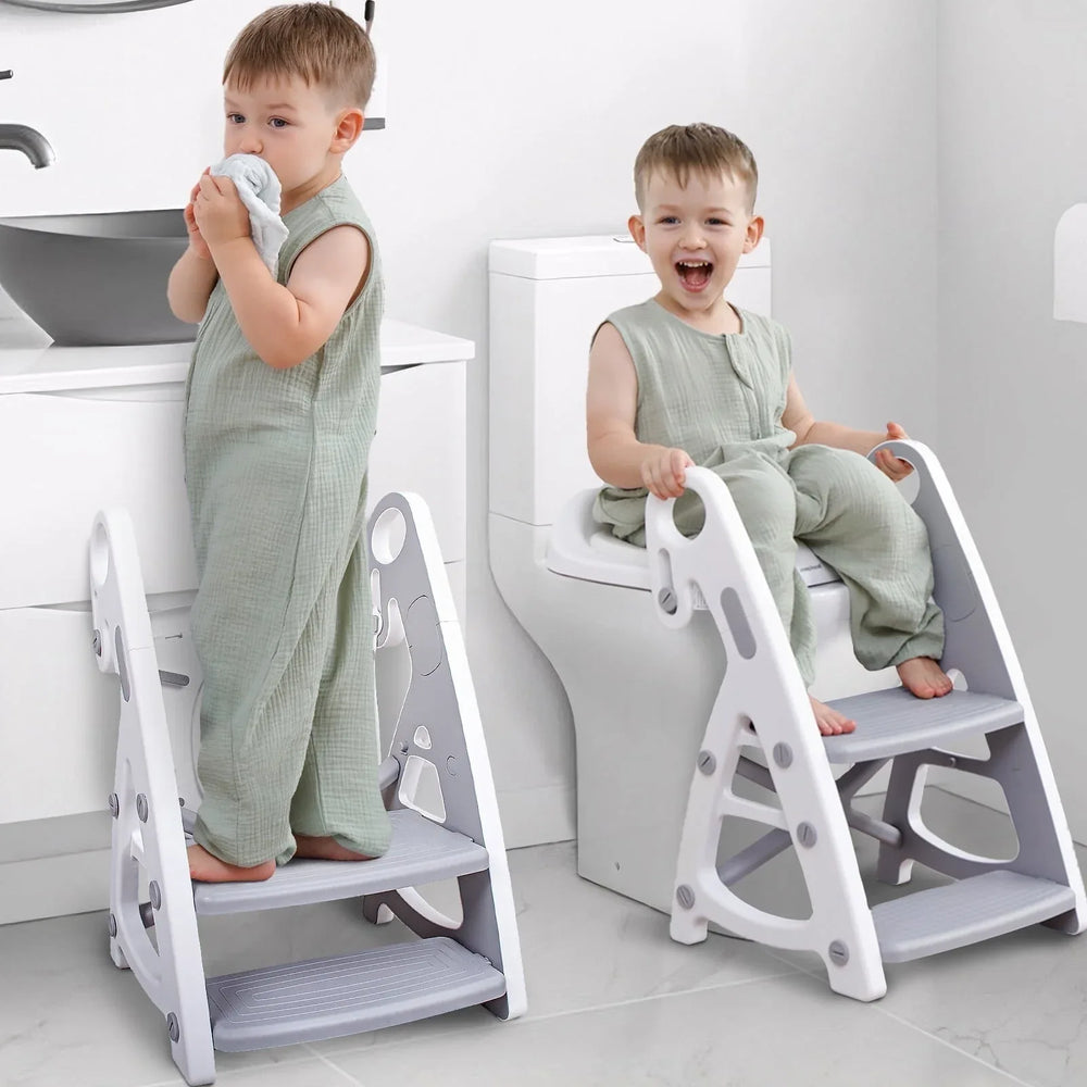 Primlect Potty Training Toilet Seat, 2 in 1 with Ladder, Adjustable Height ,for Ages 1-3, Blue - USA MEGA SHOP